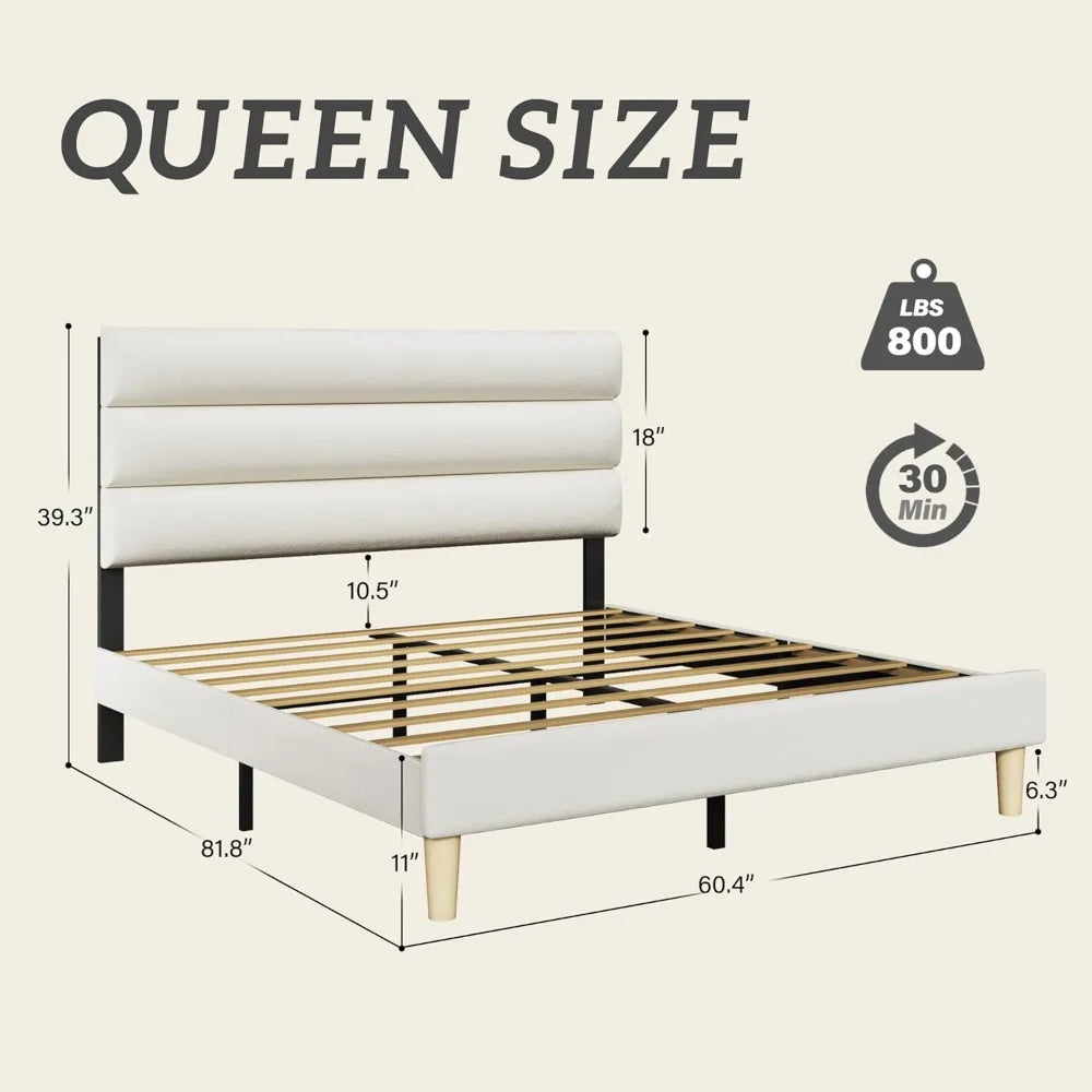 Queen Velvet Platform Bed