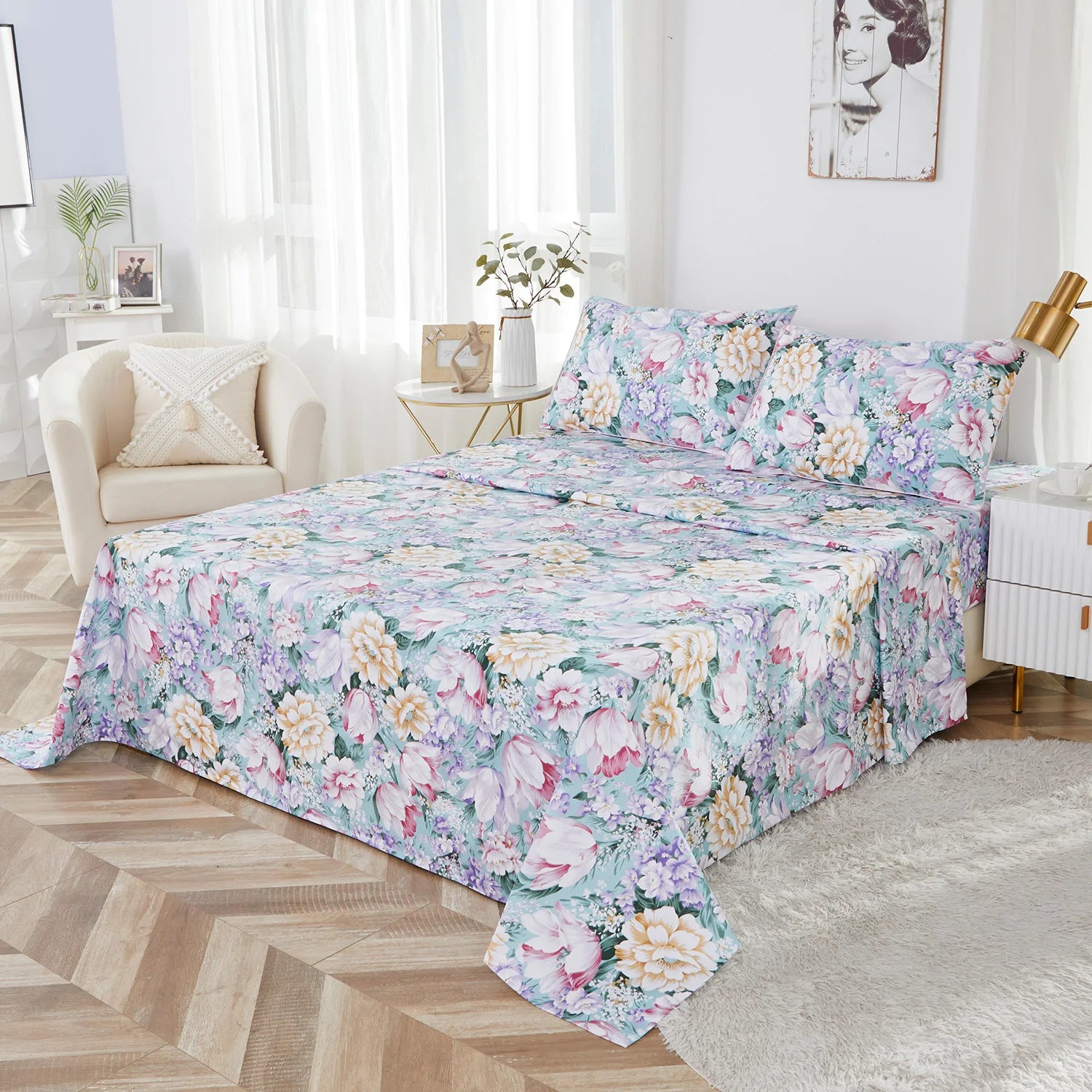 4PC 600TC Egyptian Cotton Fitted Sheets