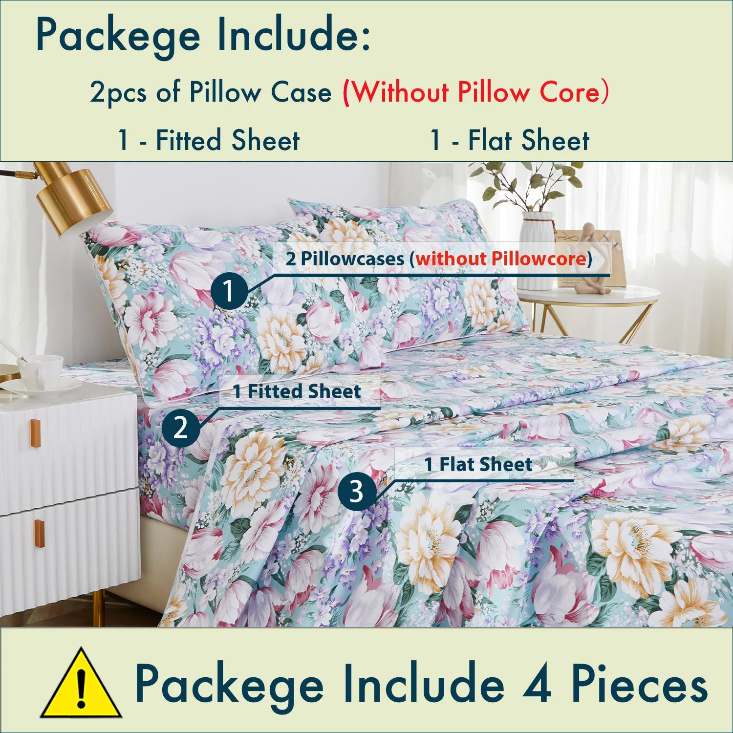 4PC 600TC Egyptian Cotton Fitted Sheets