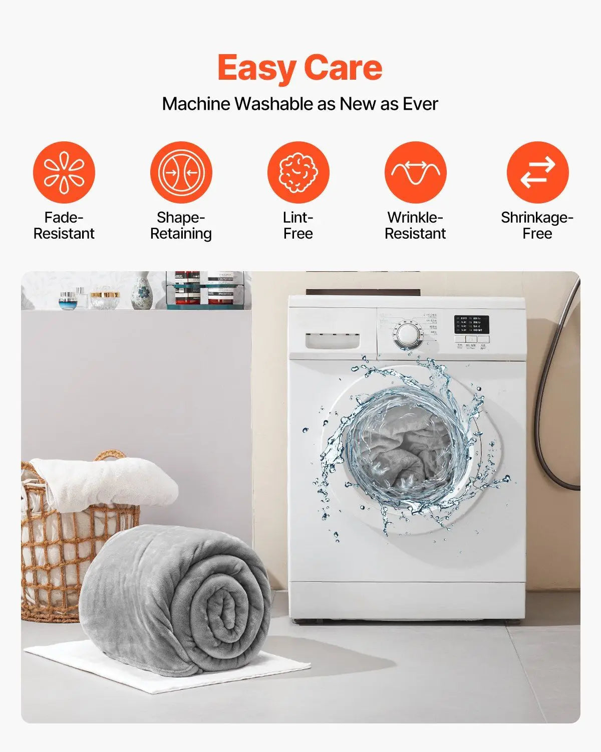 Queen Throw Blanket 90x90" Grey