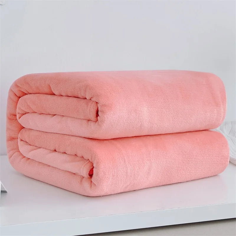 Soft Coral Fleece Flannel Blanket