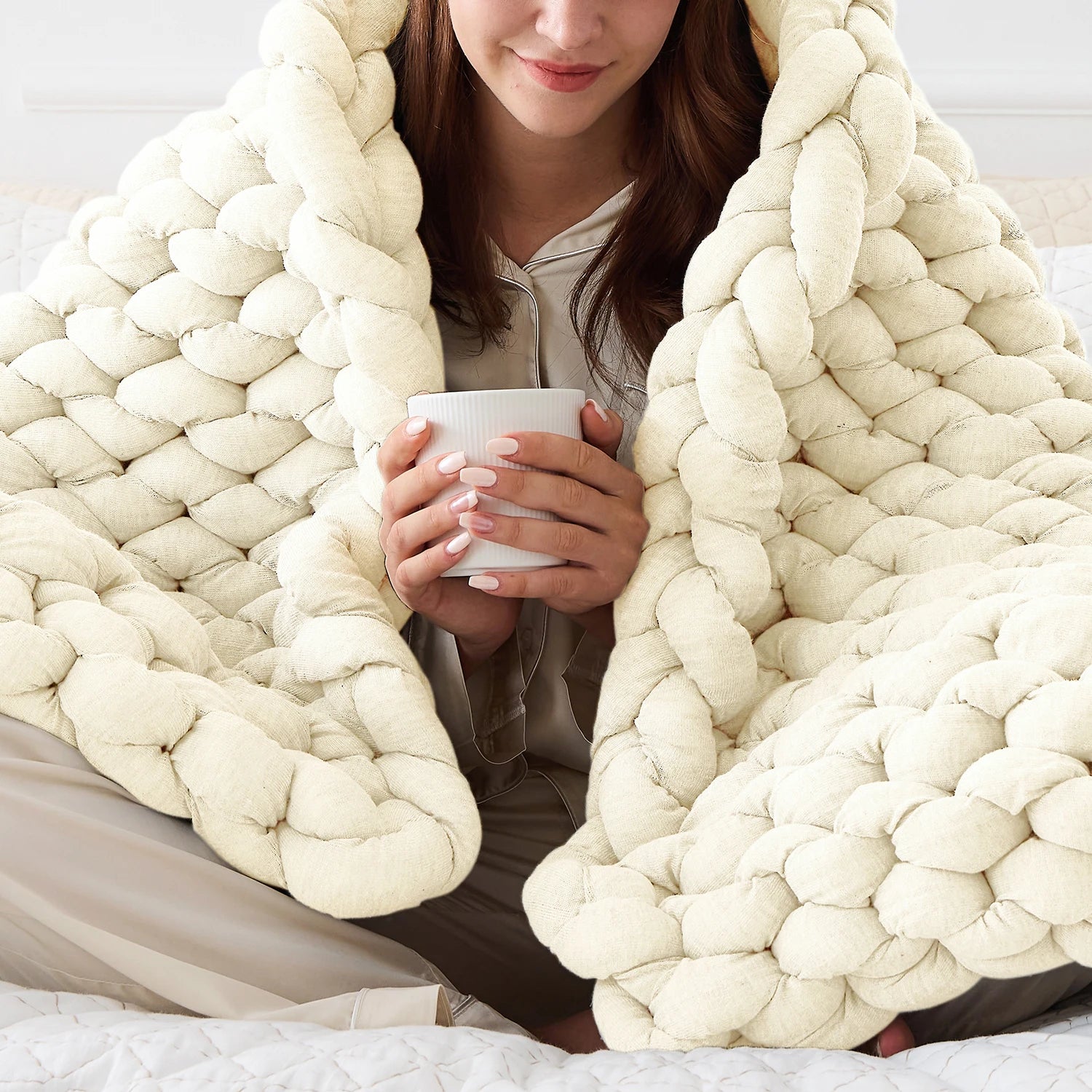 Chunky Knit Weighted Blanket (Handmade)