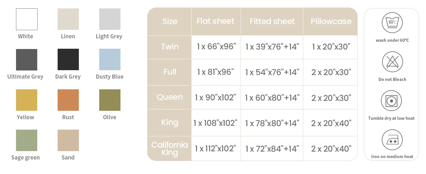 Simple&Opulence 3/4PC Linen Sheet Set