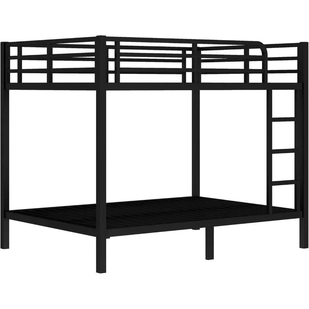 Metal Full Bunk Bed w/ Guardrail & Ladder