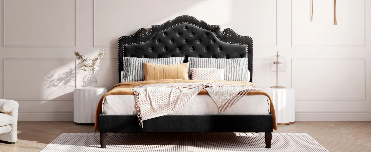 HOOMIC Velvet Platform Bed