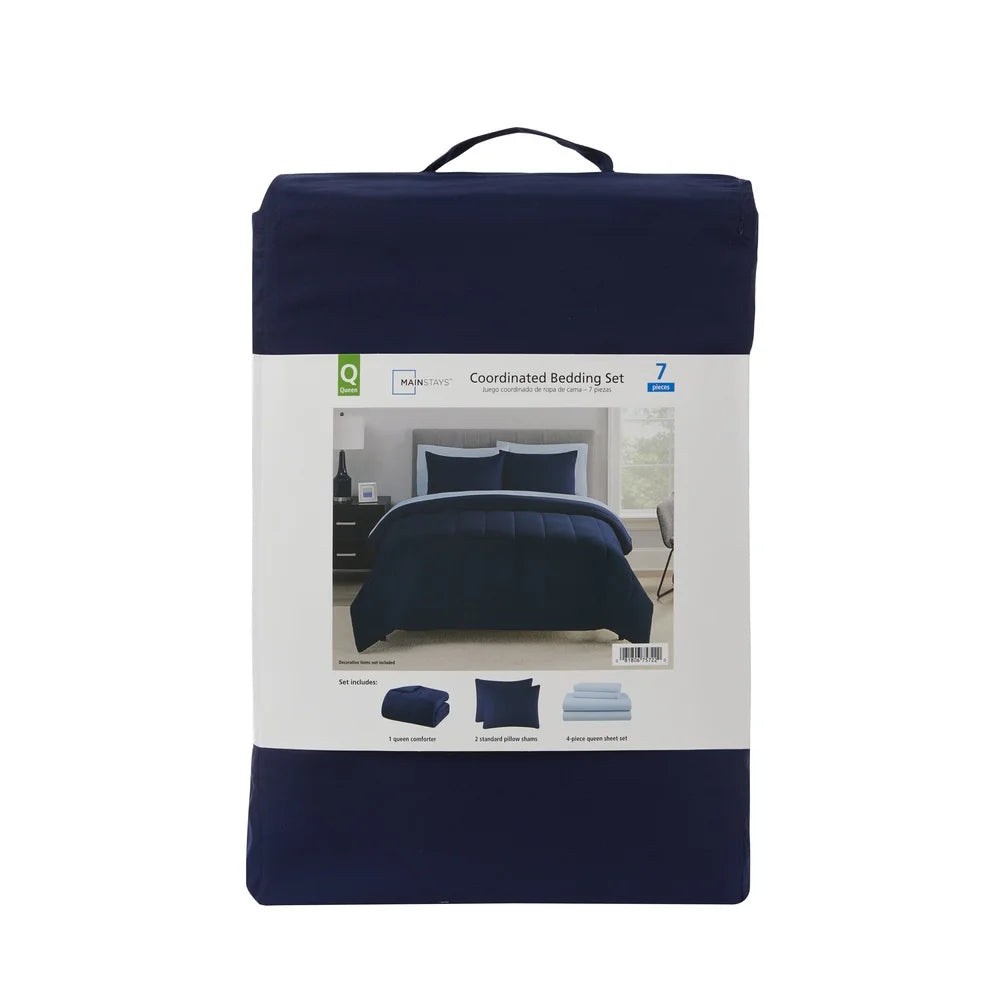 Reversible 7PC Bedding Set w/ Sheets & Shams