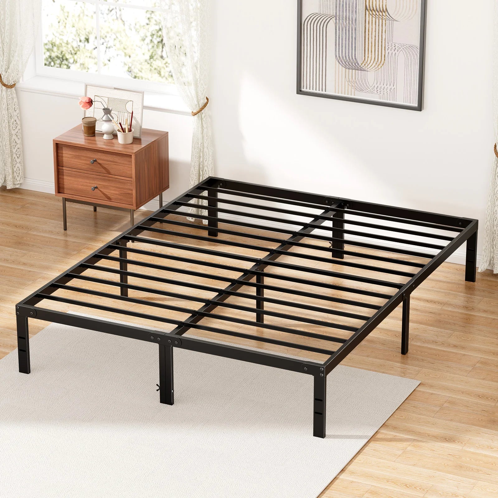 JHK Basic Metal Bed Frame w/ Storage