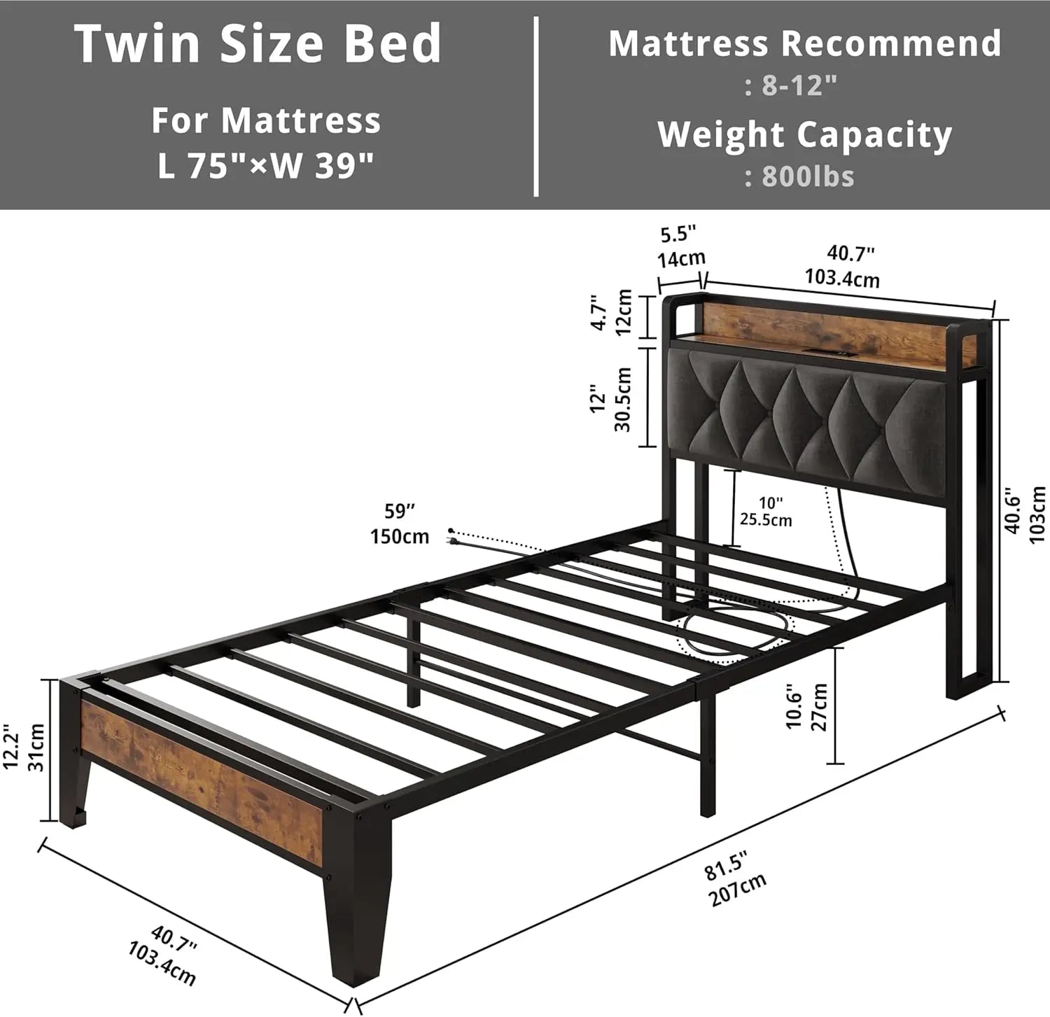ANCTOR Bed Frame w/ Outlets
