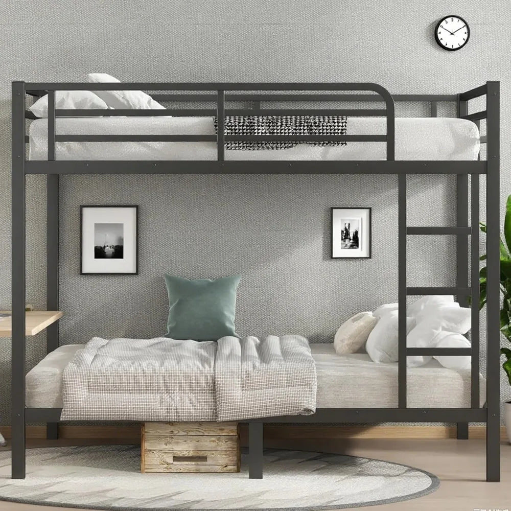 Metal Full Bunk Bed w/ Guardrail & Ladder