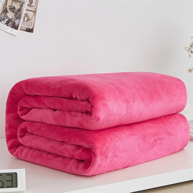 Soft Coral Fleece Flannel Blanket