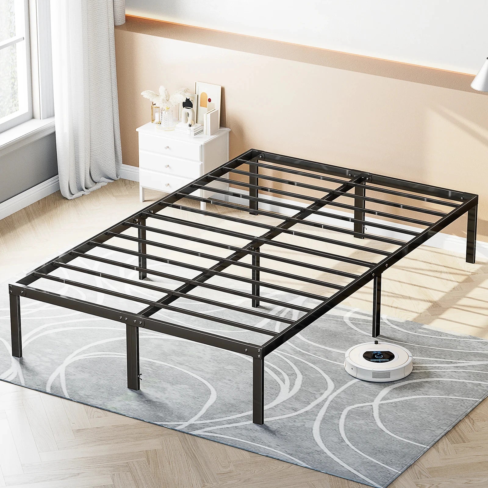 JHK Basic Metal Bed Frame w/ Storage