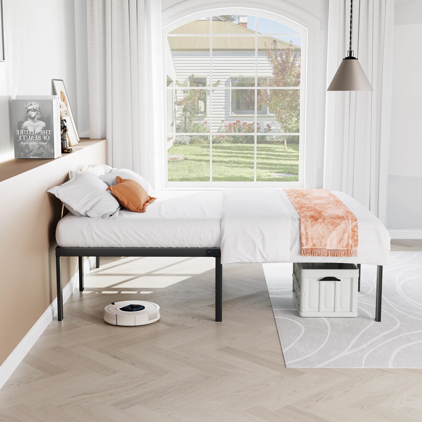 JHK Basic Metal Bed Frame w/ Storage