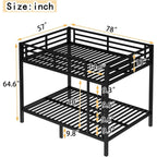 Metal Full Bunk Bed w/ Guardrail & Ladder
