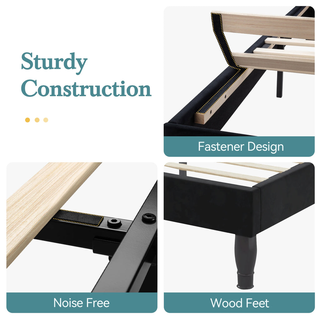 HOOMIC Velvet Platform Bed