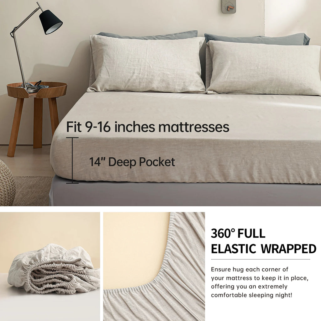 Simple&Opulence 3/4PC Linen Sheet Set
