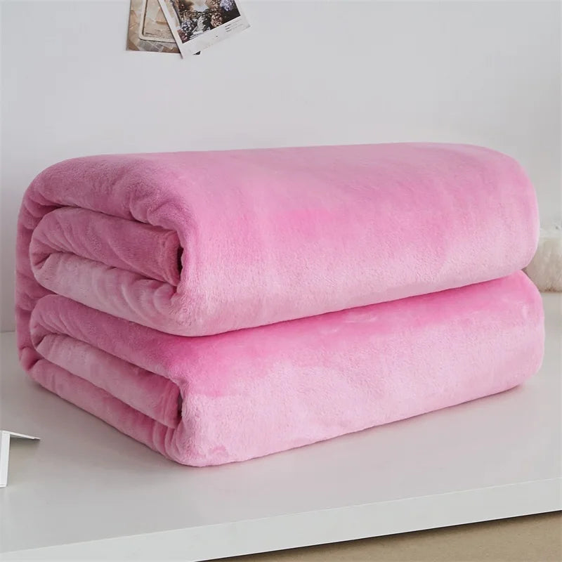 Soft Coral Fleece Flannel Blanket