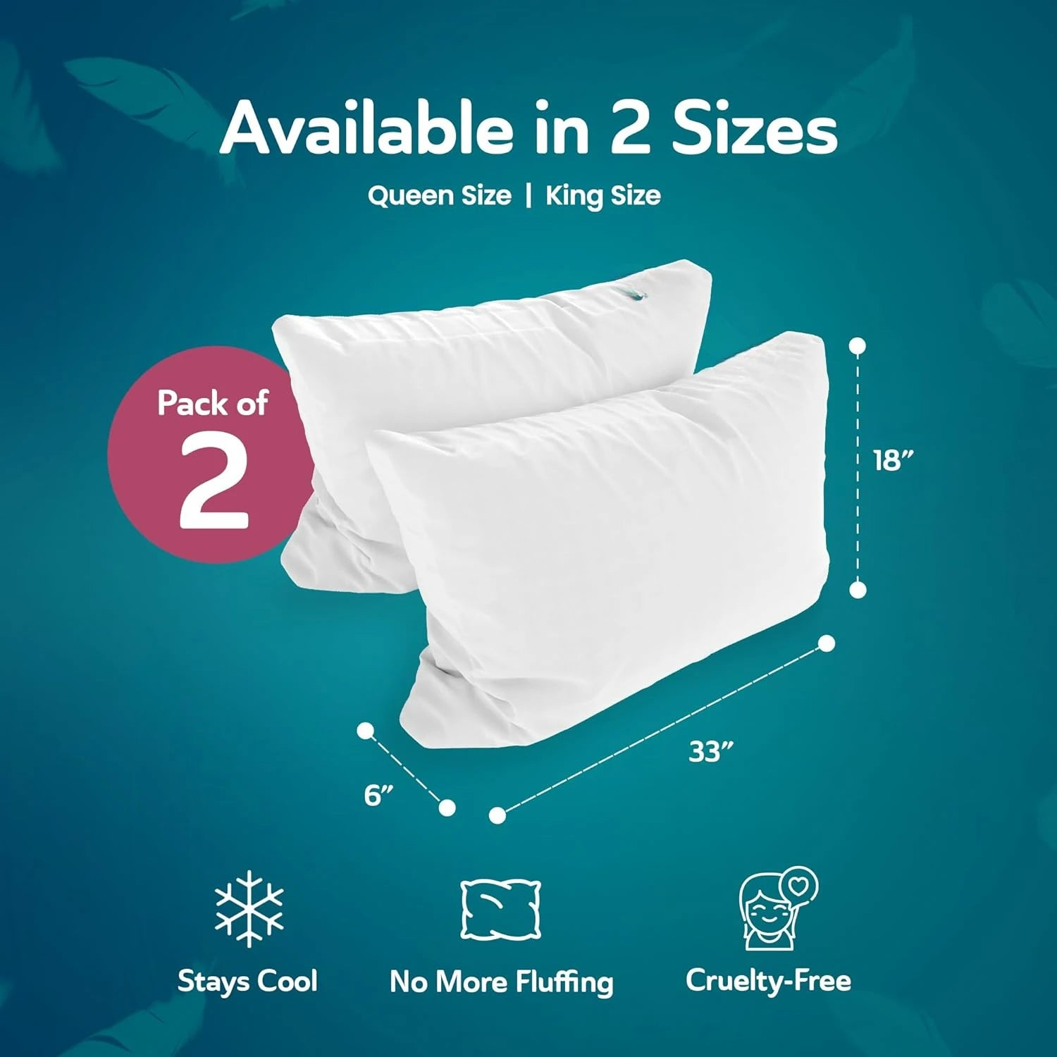 2-Pack Cooling Bed Pillows (King)