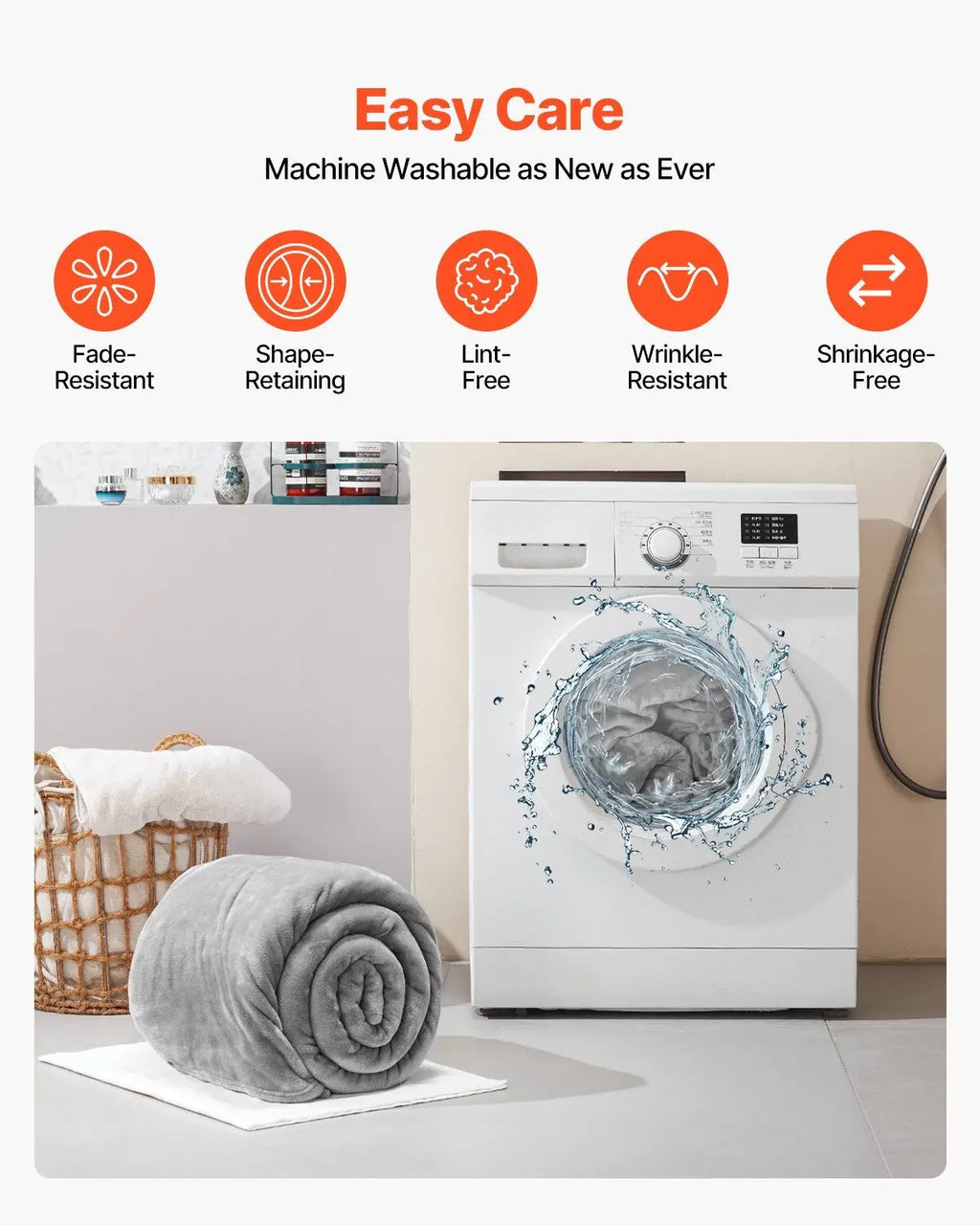 Queen Throw Blanket 90x90" Grey