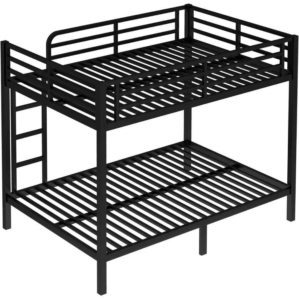 Metal Full Bunk Bed w/ Guardrail & Ladder