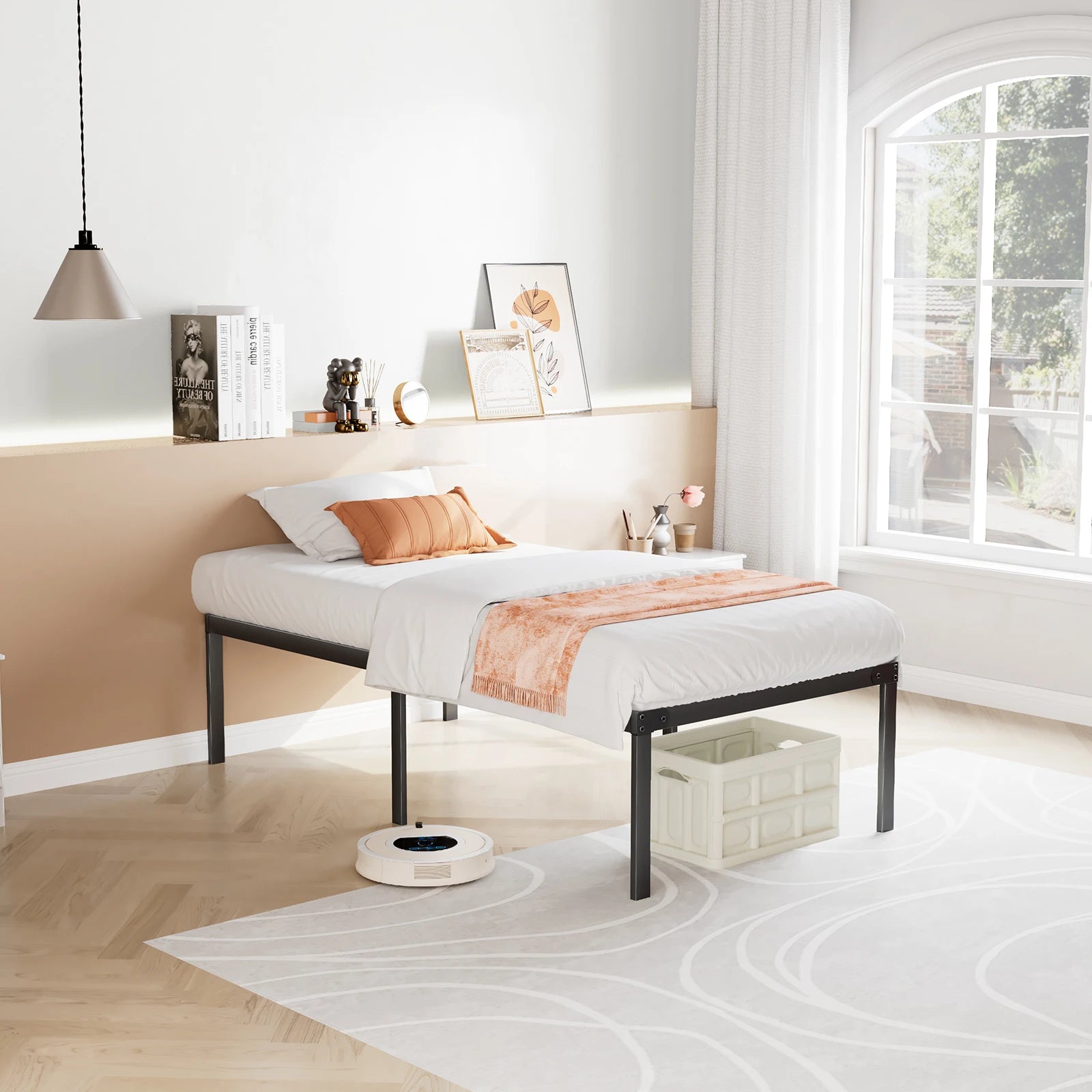 JHK Basic Metal Bed Frame w/ Storage