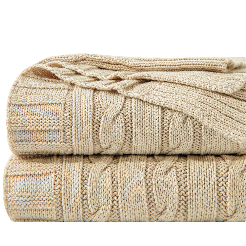 Cotton Cable Knit Throw Blanket