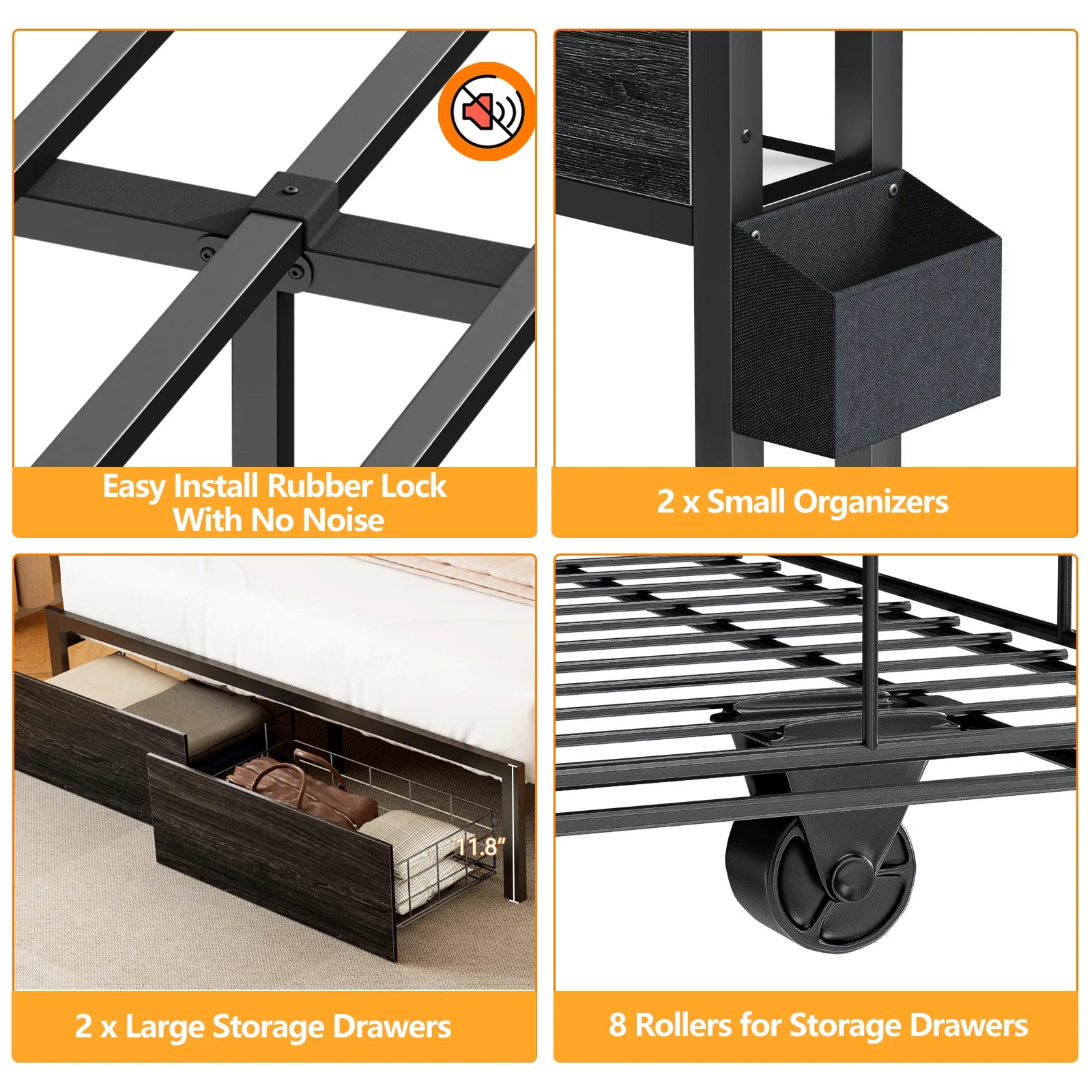 Bed Frame w/ Storage & LED