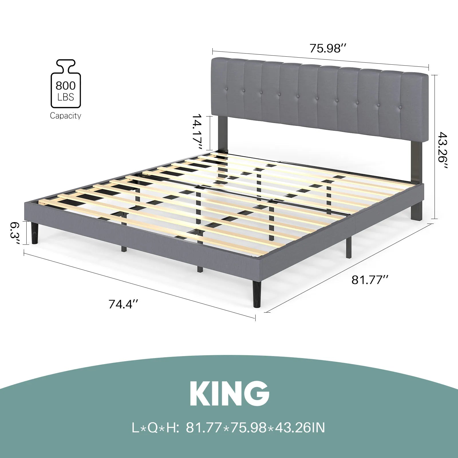 JHK Solid Wood Bed Frame