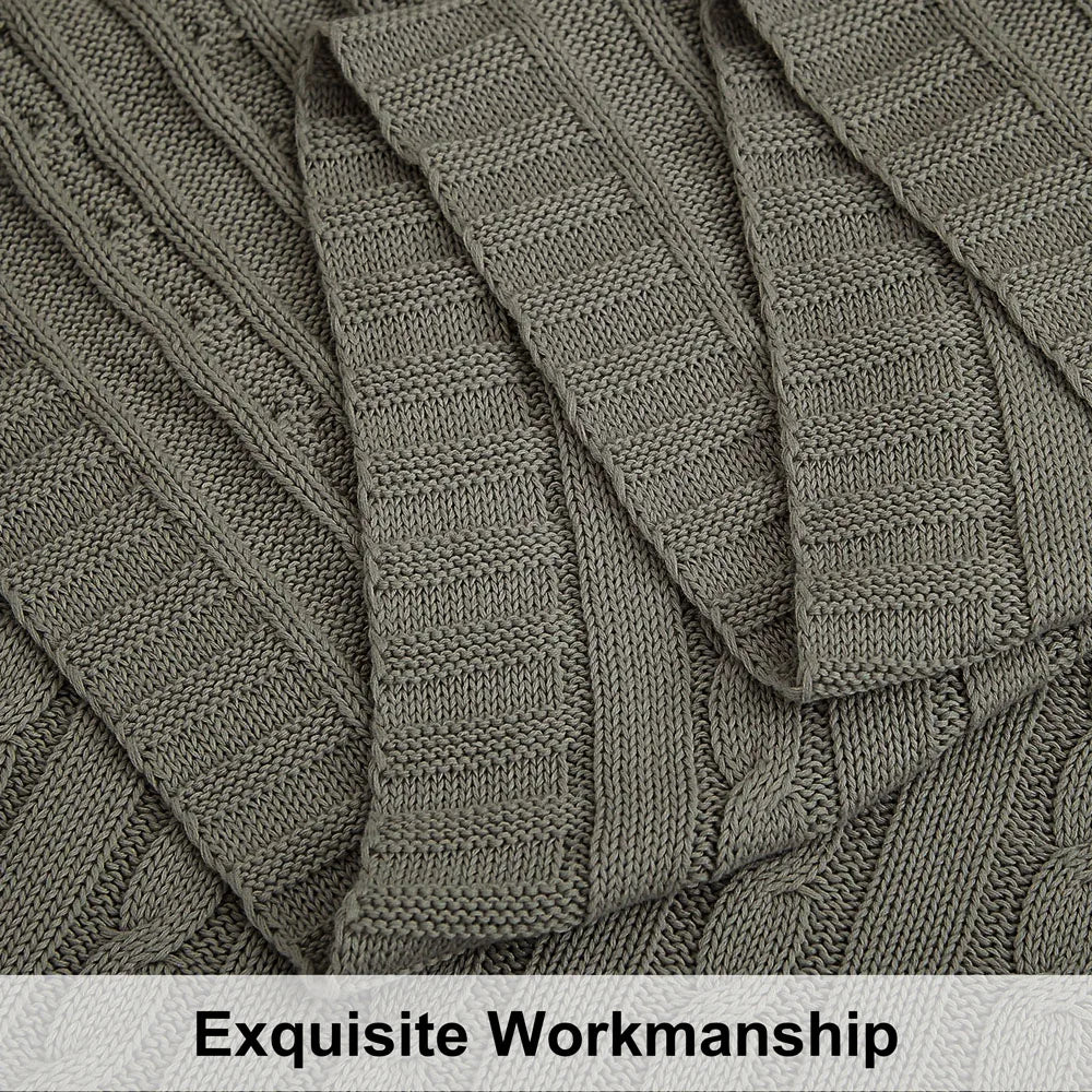 Cotton Cable Knit Throw Blanket