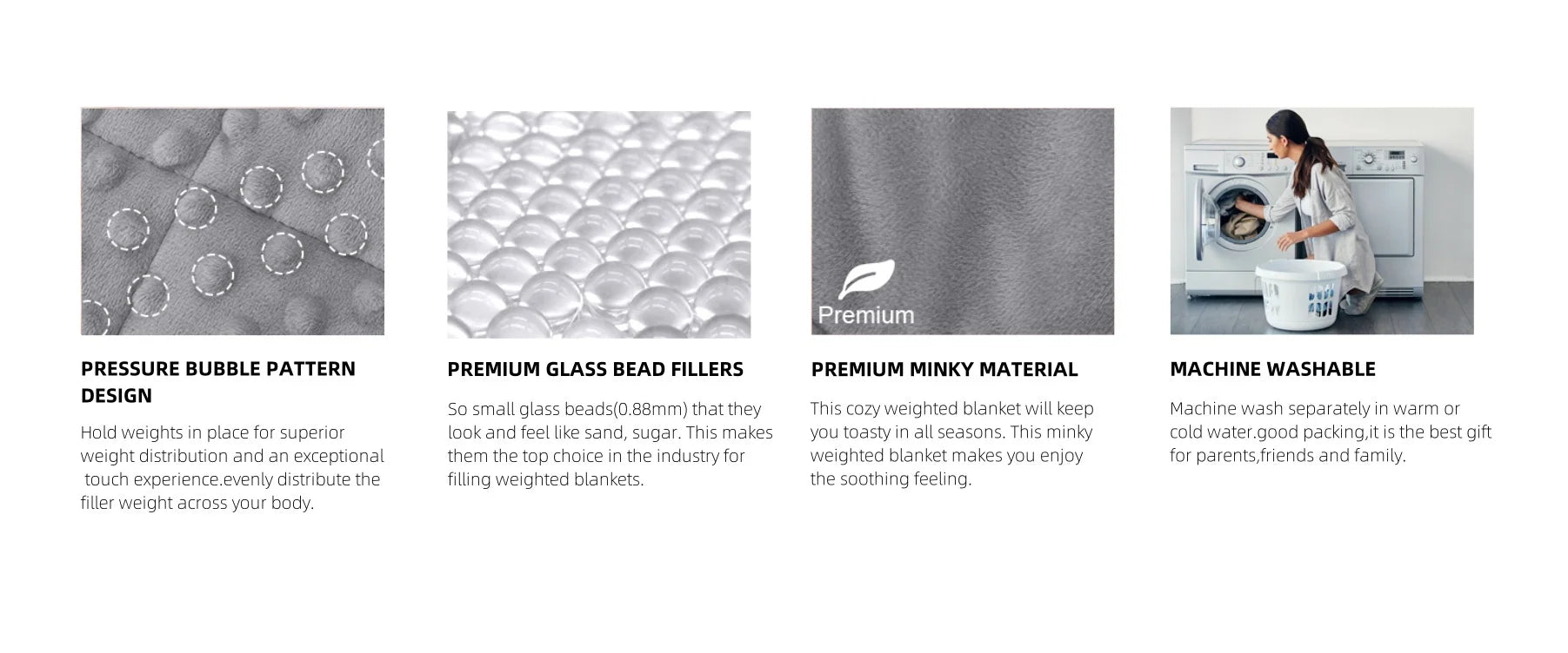 Gray Weighted Blanket w/ Glass Beads