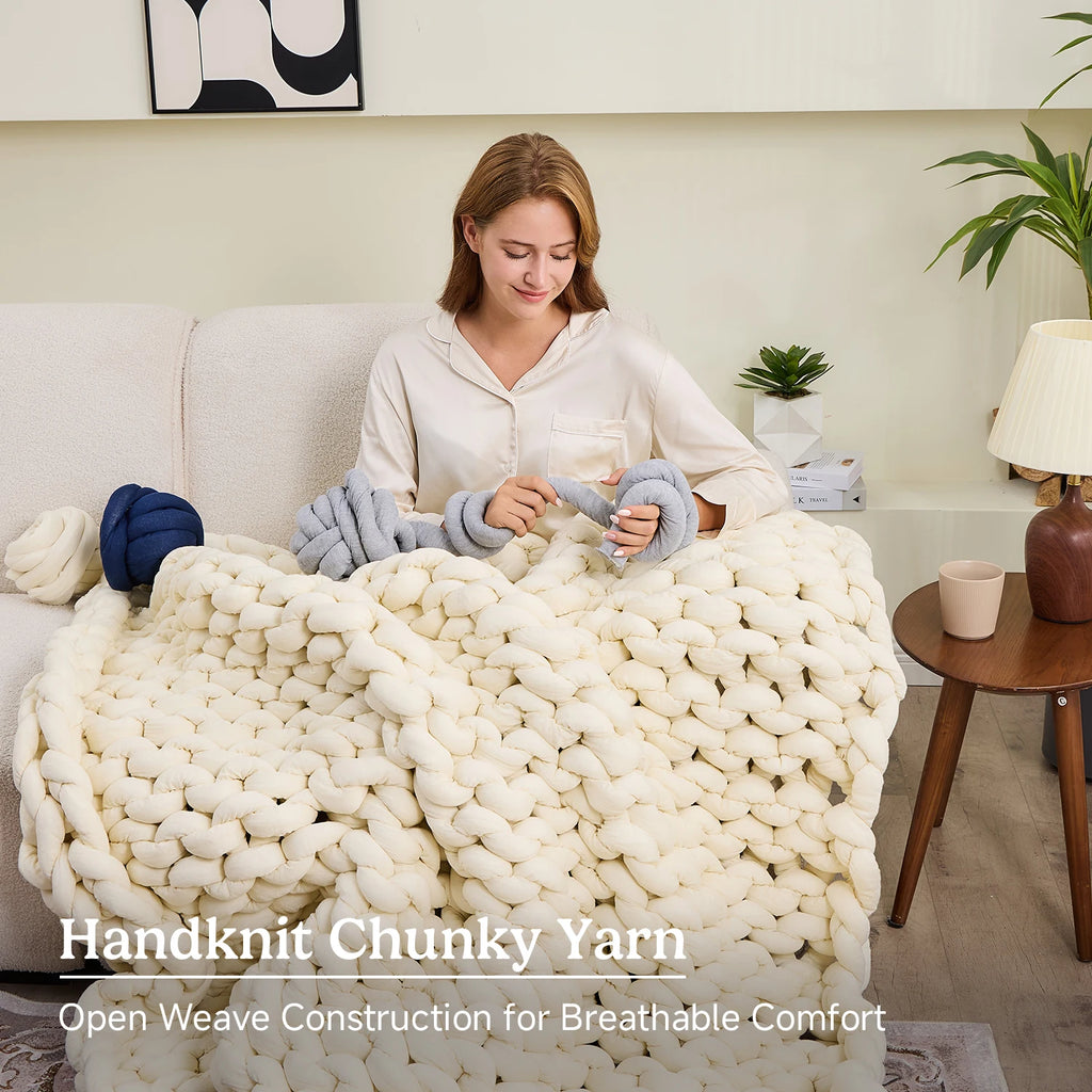 Chunky Knit Weighted Blanket (Handmade)