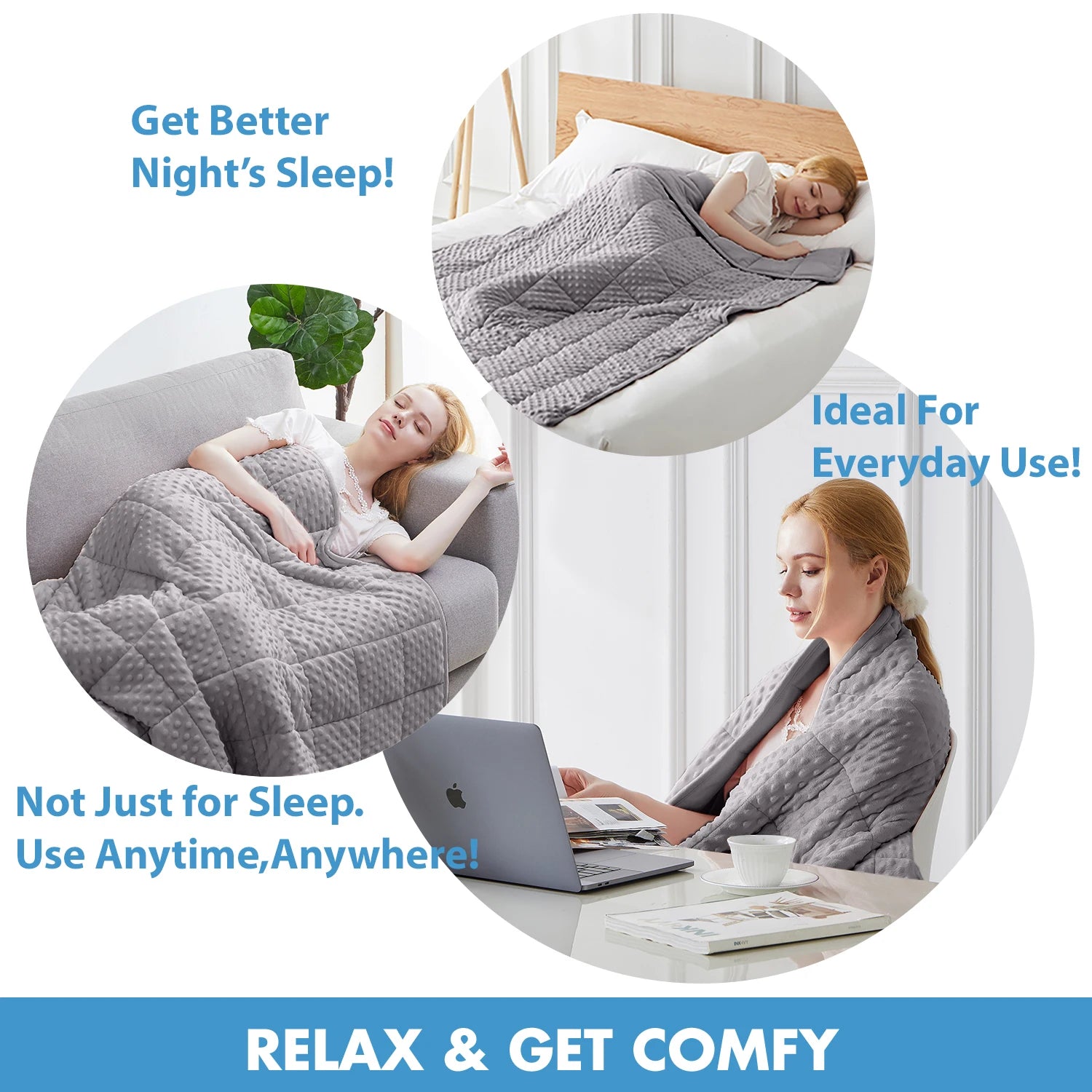 Gray Weighted Blanket w/ Glass Beads