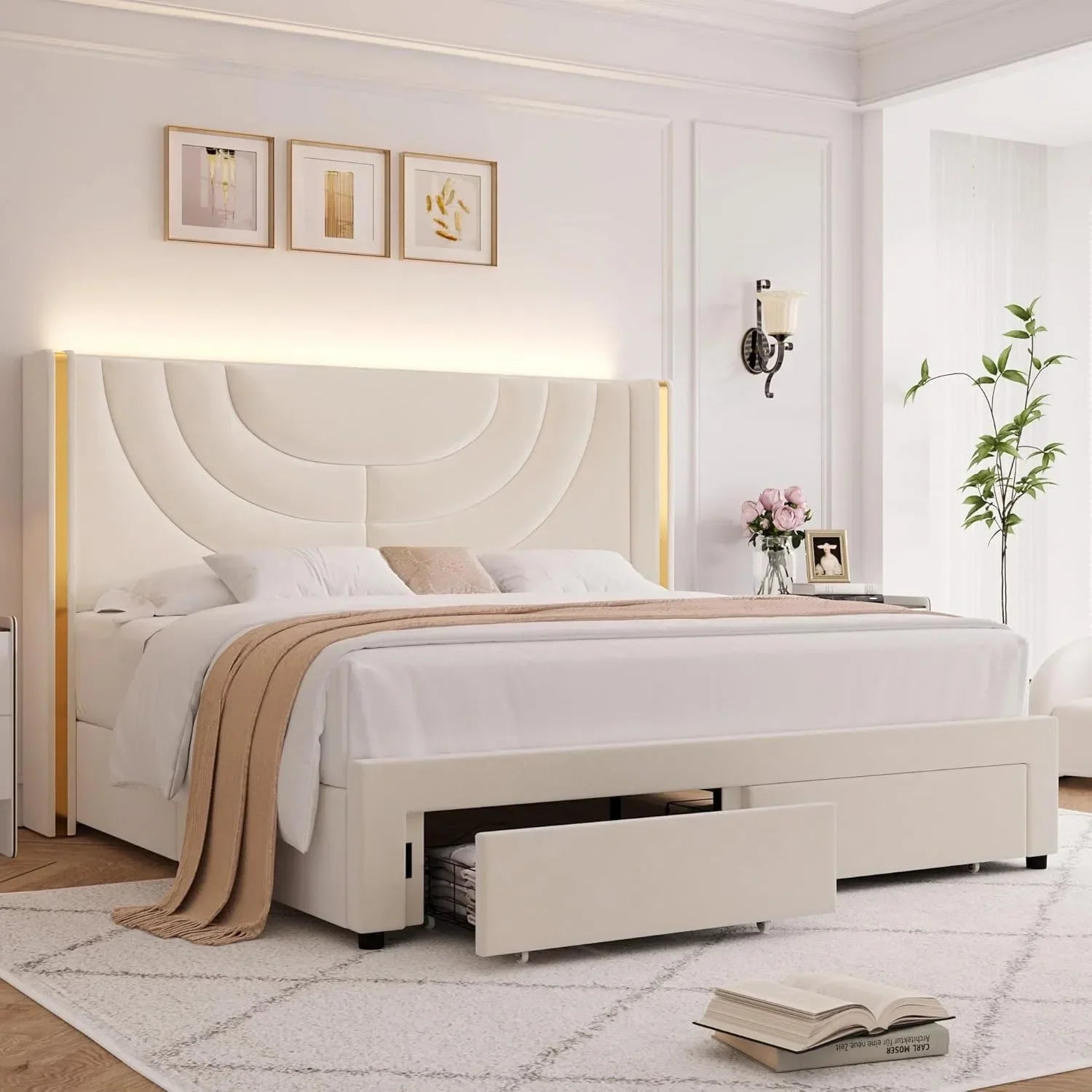 King Bed w/ LED & Storage