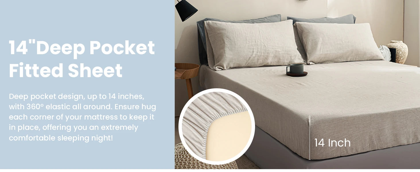 Simple&Opulence 3/4PC Linen Sheet Set