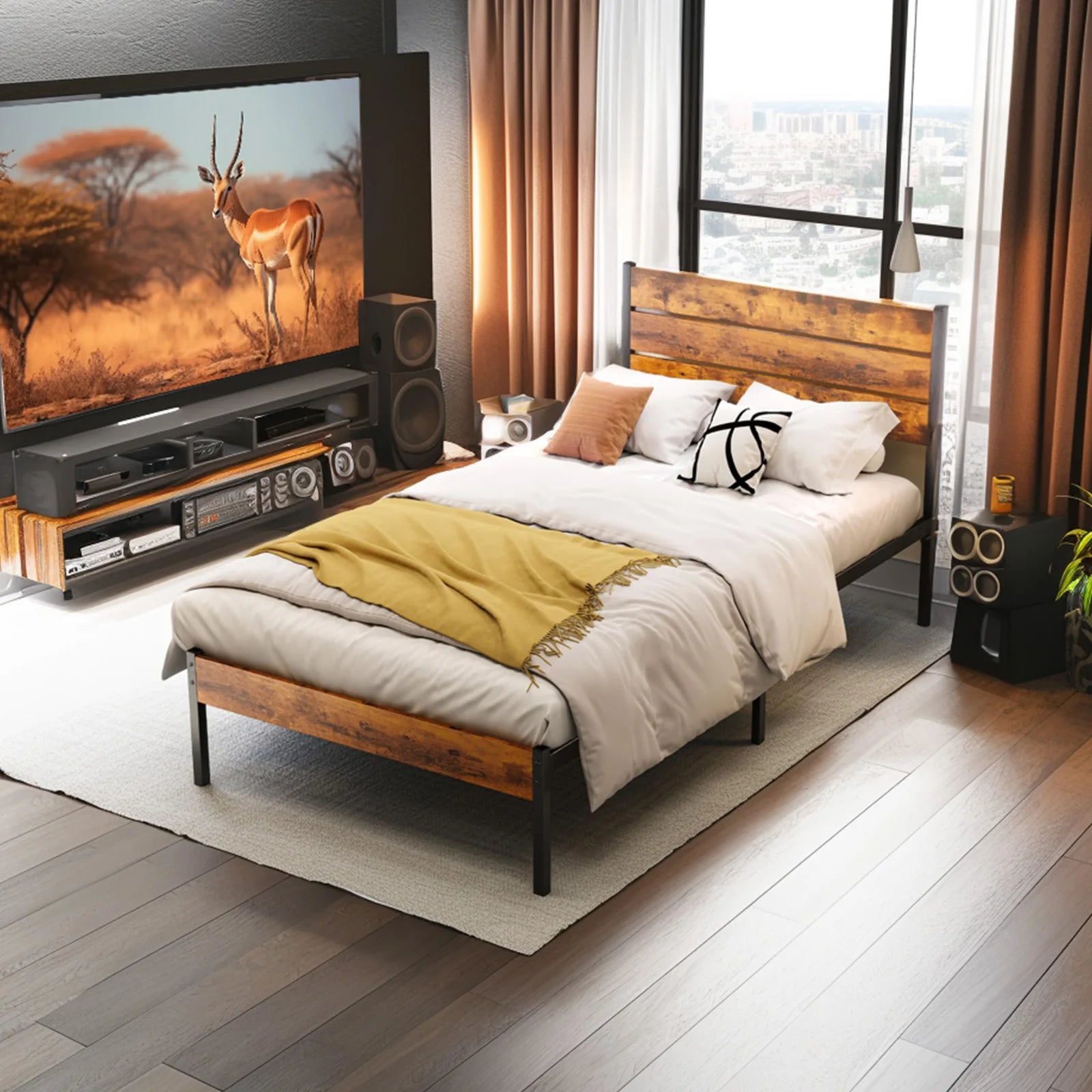 JHK Queen Metal Bed Frame