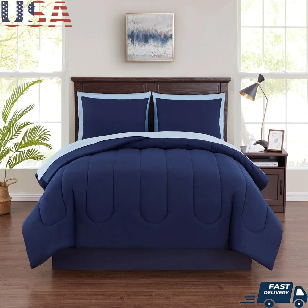 Reversible 7PC Bedding Set w/ Sheets & Shams