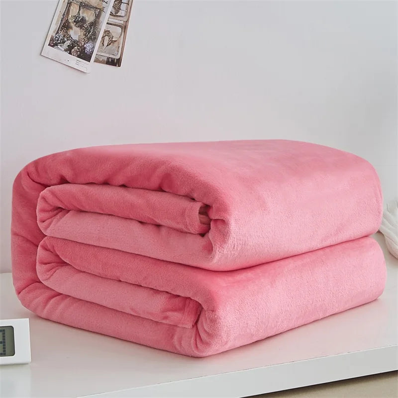 Soft Coral Fleece Flannel Blanket