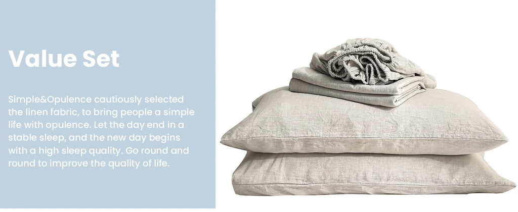Simple&Opulence 3/4PC Linen Sheet Set