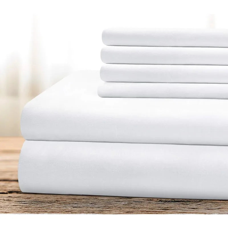 Hotel Luxury 6PC Bed Sheet Set (King/White)
