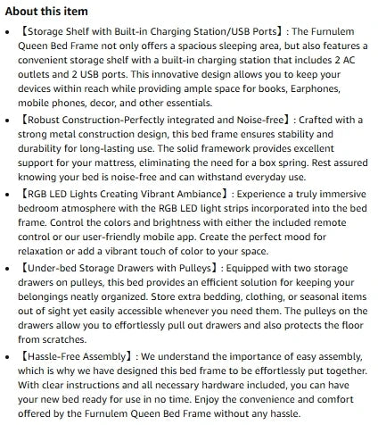 Bed Frame w/ Storage & LED