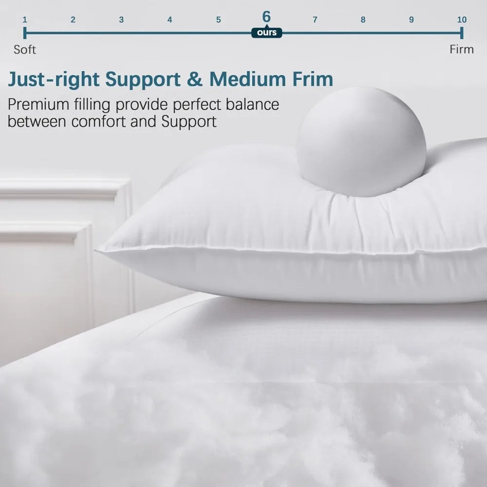 Grid Hotel Bed Pillows, Medium-Firm (Set of 4)