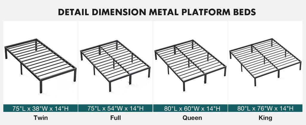 JHK Basic Metal Bed Frame w/ Storage