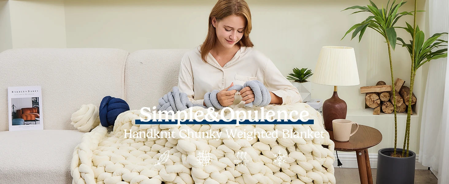 Chunky Knit Weighted Blanket (Handmade)