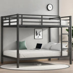 Metal Full Bunk Bed w/ Guardrail & Ladder