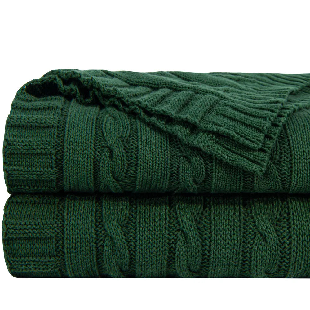 Cotton Cable Knit Throw Blanket