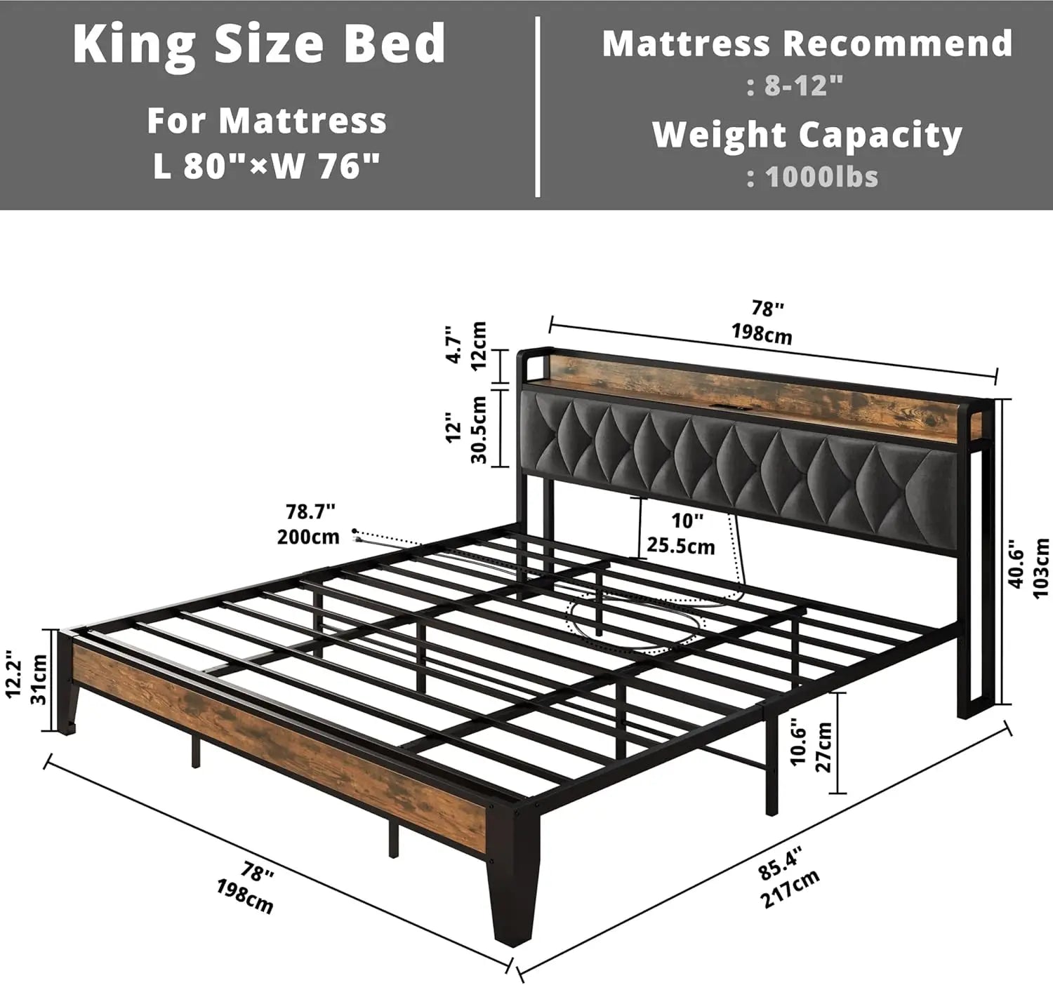 ANCTOR Bed Frame w/ Outlets