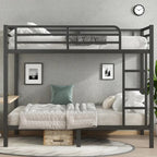 Metal Full Bunk Bed w/ Guardrail & Ladder