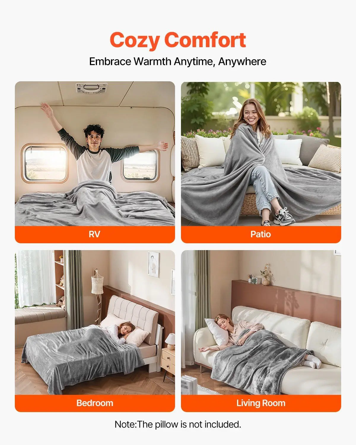 Queen Throw Blanket 90x90" Grey