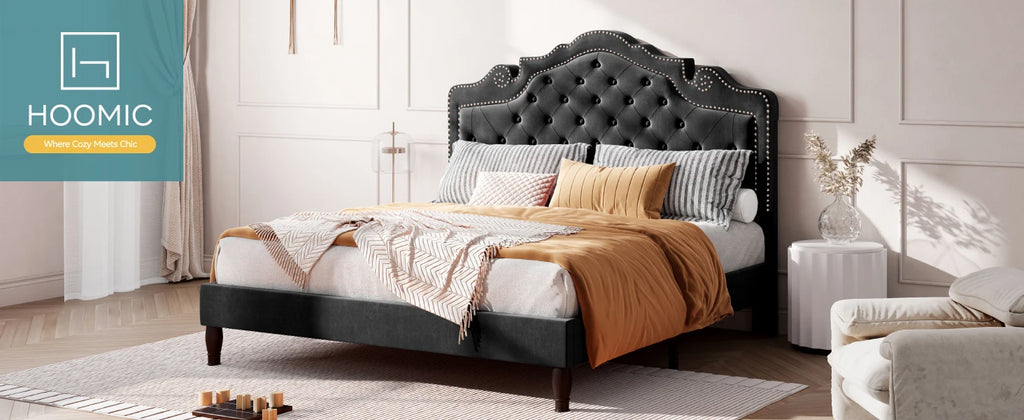 HOOMIC Velvet Platform Bed