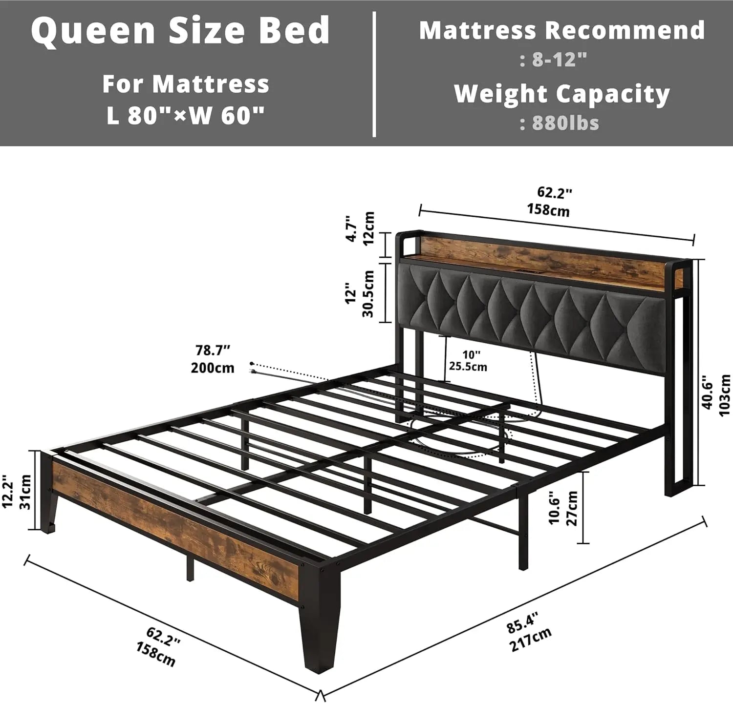 ANCTOR Bed Frame w/ Outlets