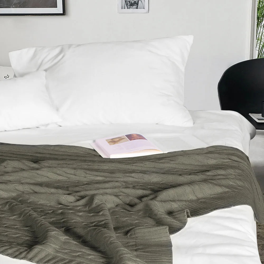 Cotton Cable Knit Throw Blanket